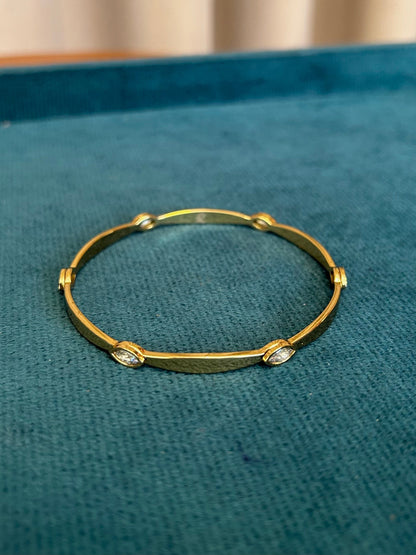 White Crystal Gold Bangle
