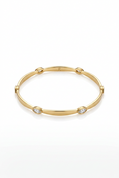 White Crystal Gold Bangle