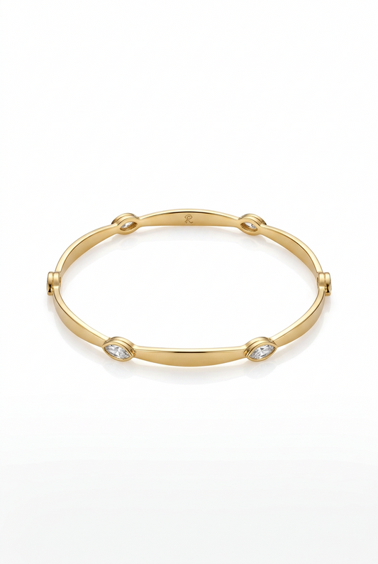 White Crystal Gold Bangle