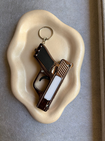 Gun Keychain with Light & Laser - Black & Gold