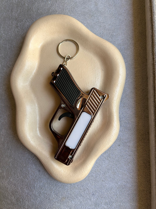 Gun Keychain with Light & Laser - Black & Gold