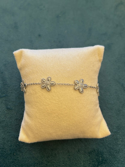 Silver Floral Chain Bracelet