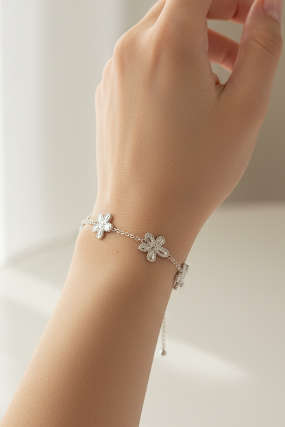 Silver Floral Chain Bracelet