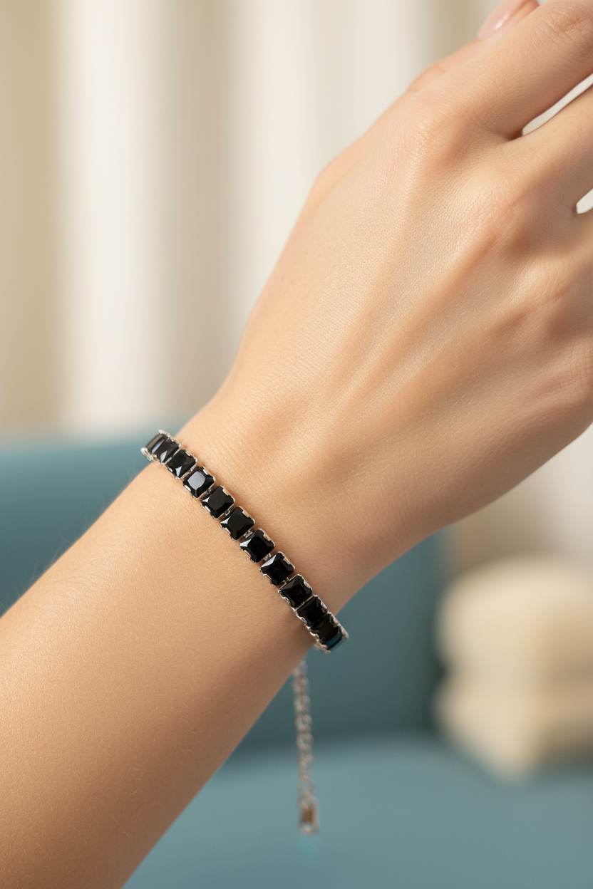 Black Square Tennis Bracelet