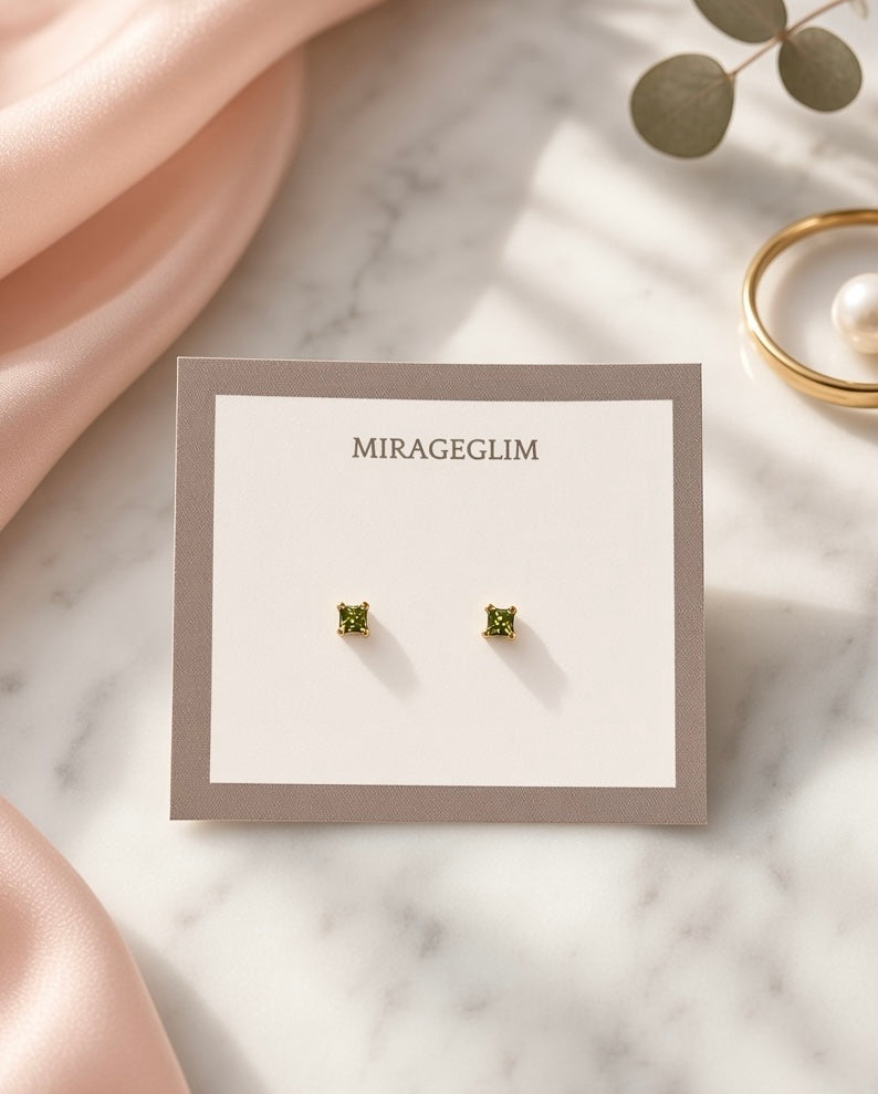 Square Crystal Stud Earrings