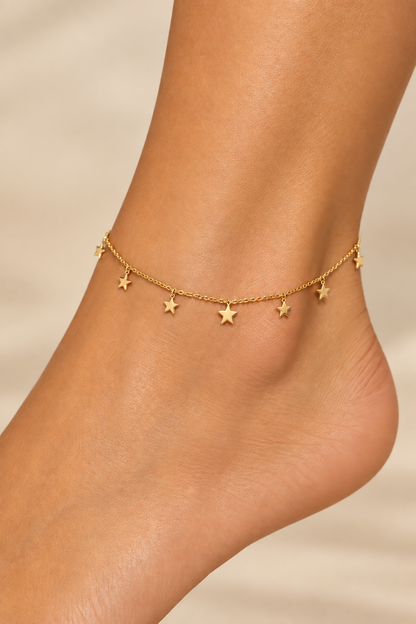 Star charm anklet pair