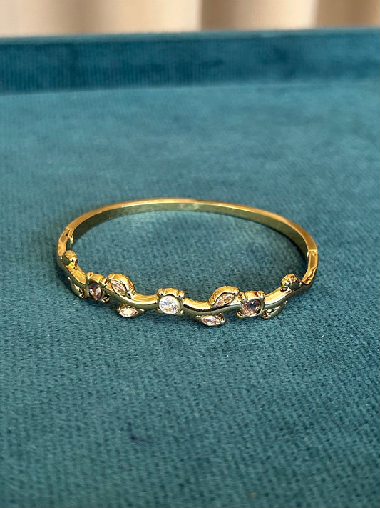 Multicolour Crystal Wave Gold bangle