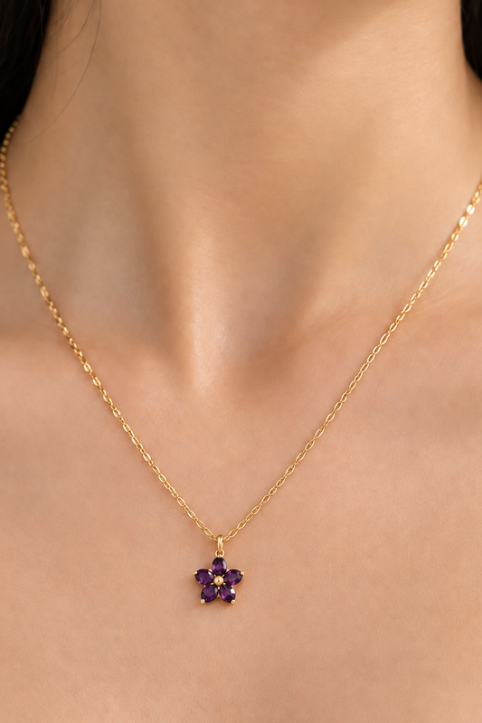 Purple flower necklace