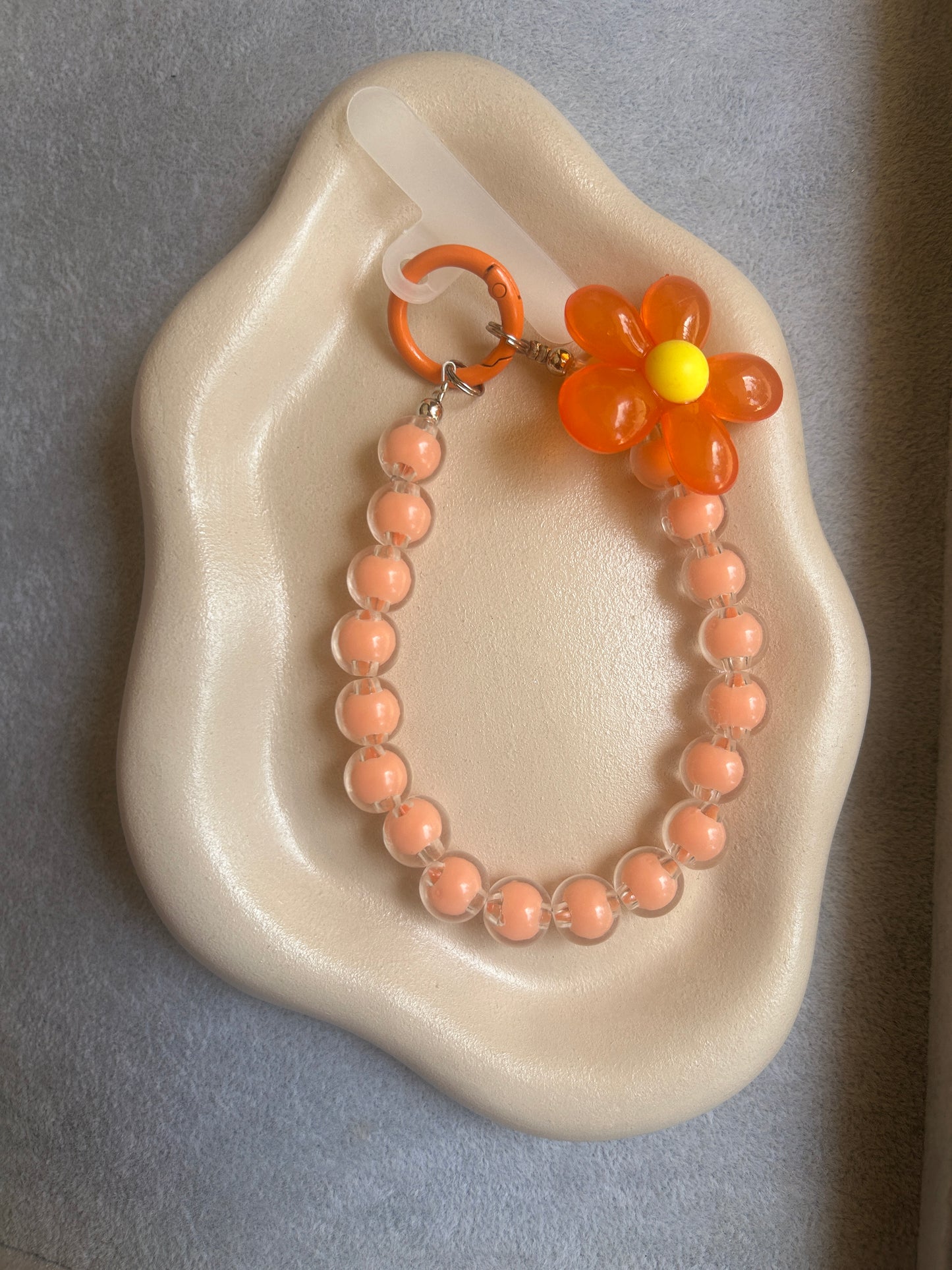 Flower Charm Bracelet - Peach Orange