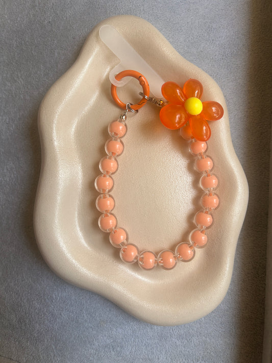 Flower Charm Bracelet - Peach Orange