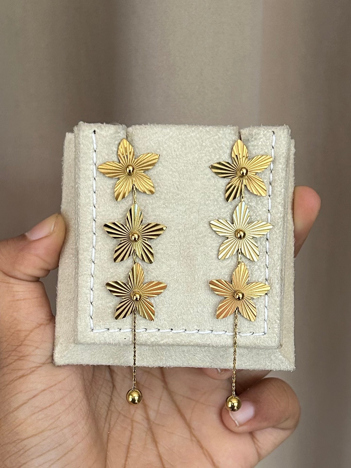 Triple Bloom Drop Earrings