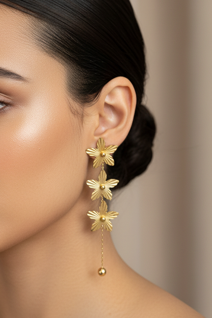 Triple Bloom Drop Earrings