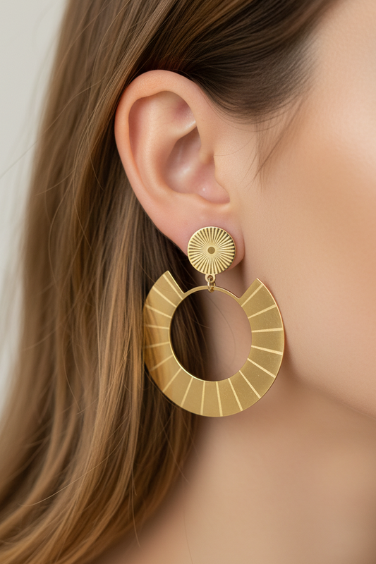 Solar Hoop Drop Earrings