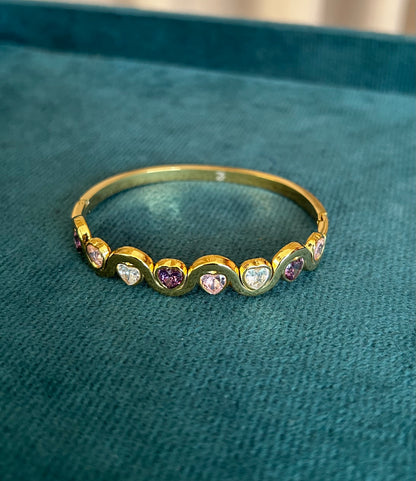 Golden heart stone bangle