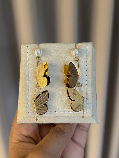 Butterfly Pearl Drop Earrings