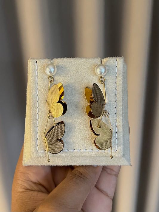 Butterfly Pearl Drop Earrings