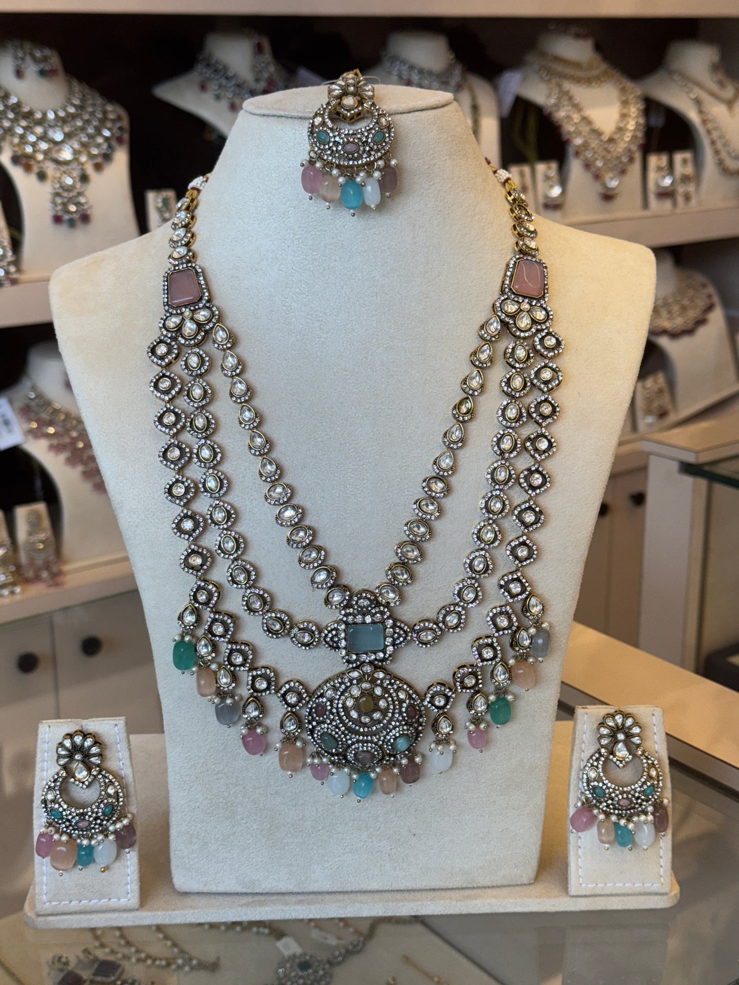 Rental Bridal Pastel Multi Color Long Necklace