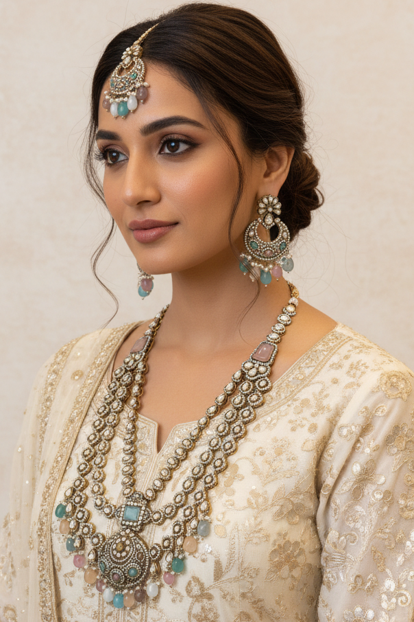 Rental Bridal Pastel Multi Color Long Necklace