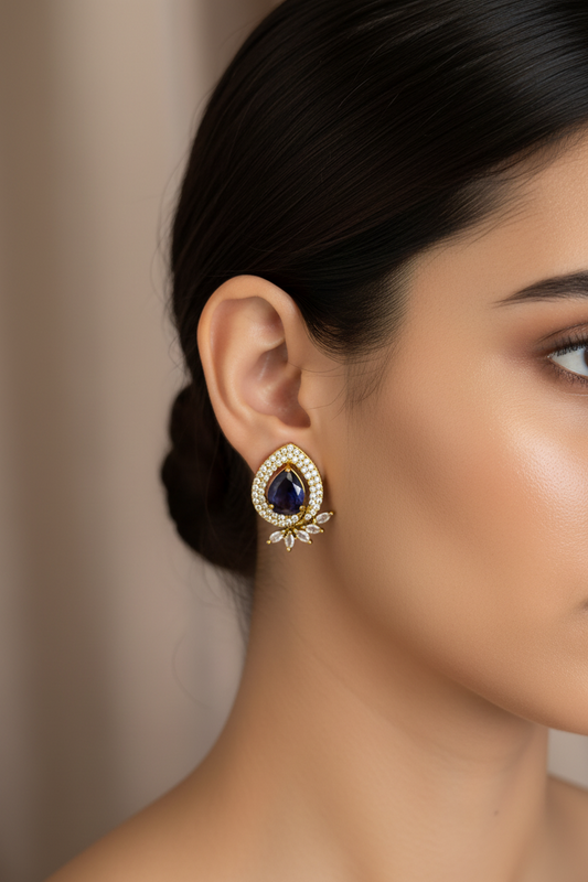 Pearl drop purple earring