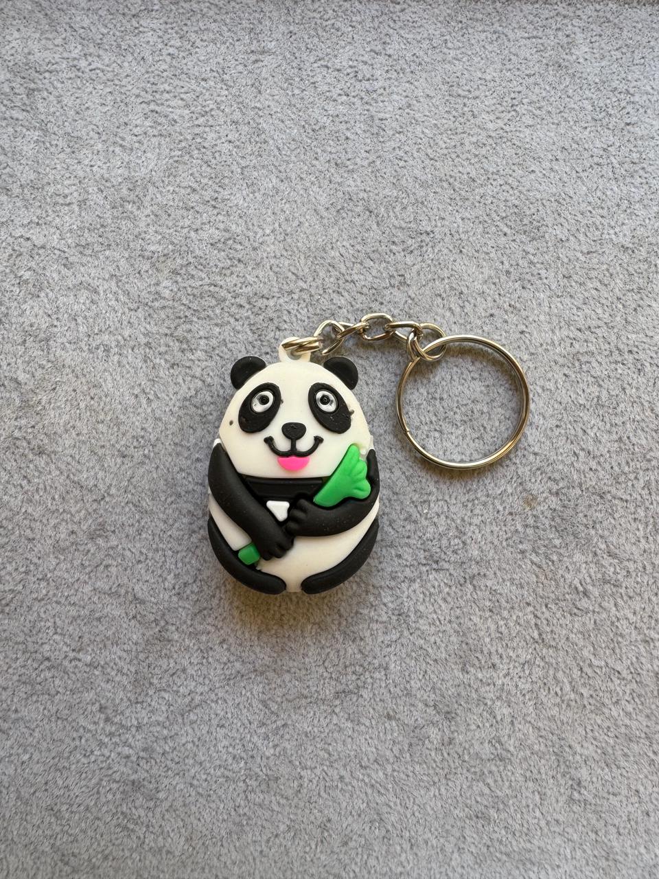 Panda Keychain with Bamboo