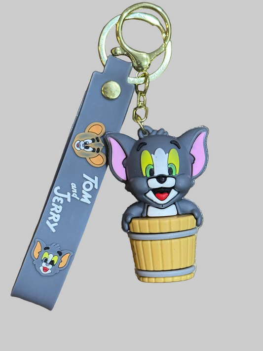 Tom in a Barrel 3D Keychain Charm