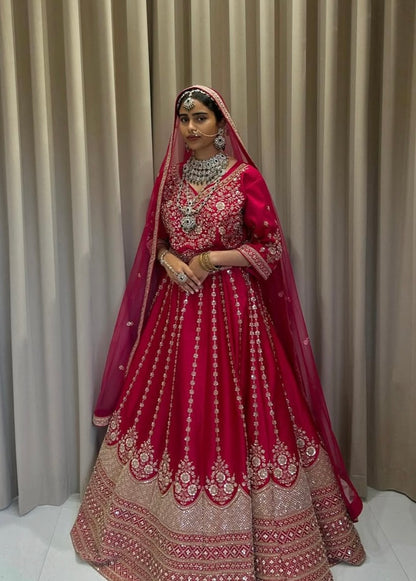 Rani pink Raw Silk Hand work