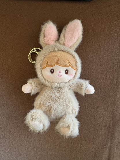 Bunny Costume Doll Bag Charms - Fluffy Plush Keychain