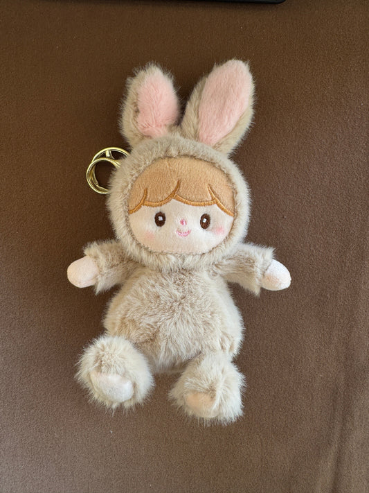 Bunny Costume Doll Bag Charms - Fluffy Plush Keychain