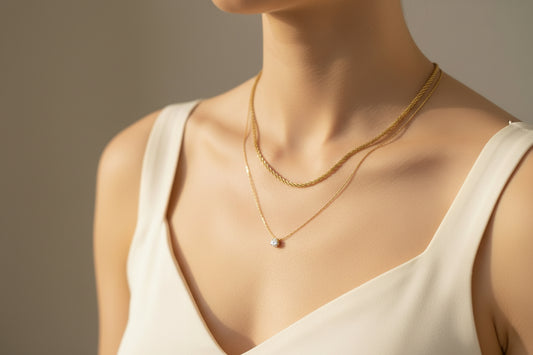 Double layered stone necklace