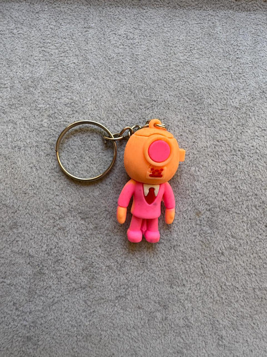 Pink Character Keychain with Helmet
