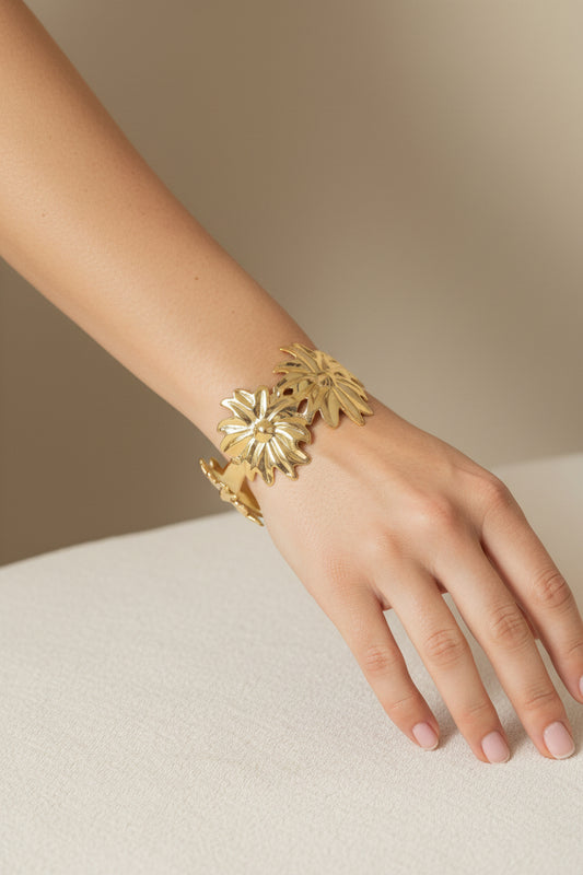 Flower cuff bangle