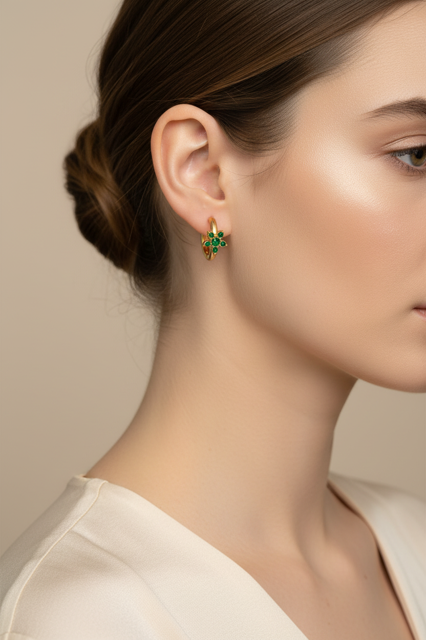 Flower green earring
