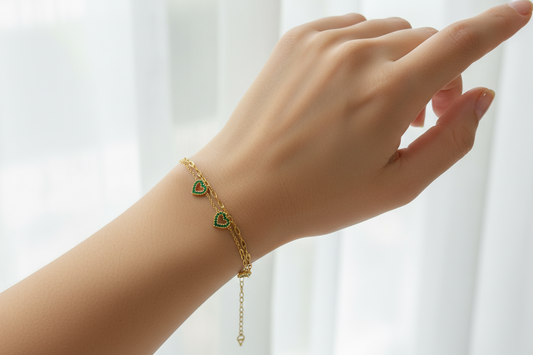Green love bracelet gold