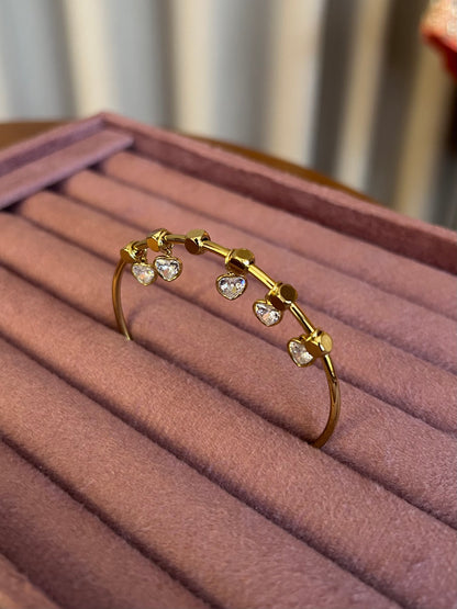 White heart charms bangle