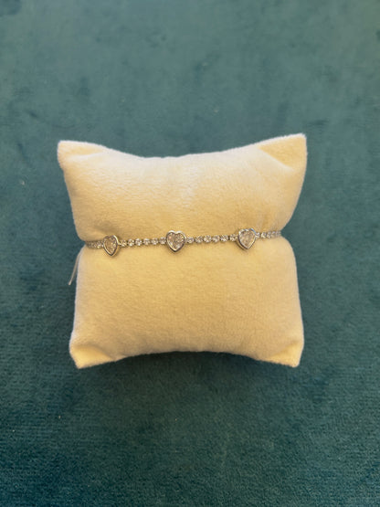 Triple Heart Crystal Tennis Bracelet