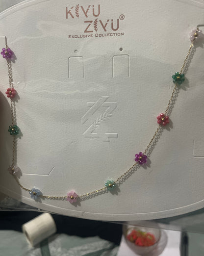 Multicoloured flower gold Waist chain