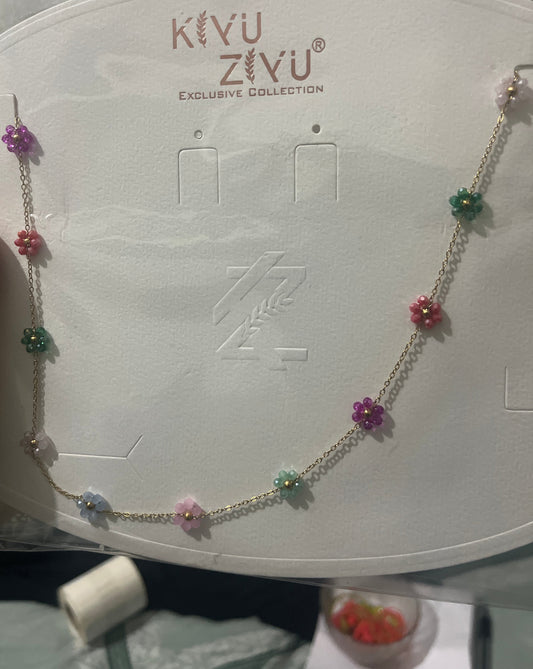 Multicoloured flower gold Waist chain