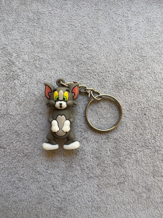 Mischief Maker Cat Keychain in Grey