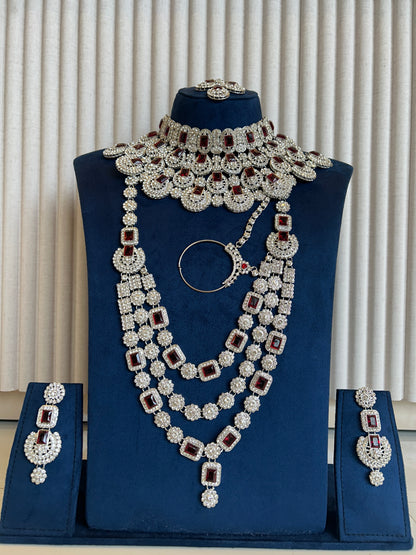 Rental Bridal red stone silver Necklace (Copy)