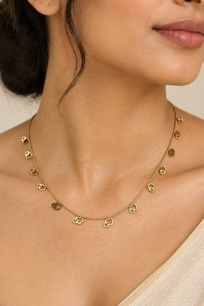 Double heart charm necklace