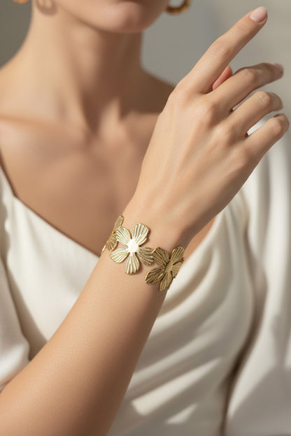 Flower cuff bangle