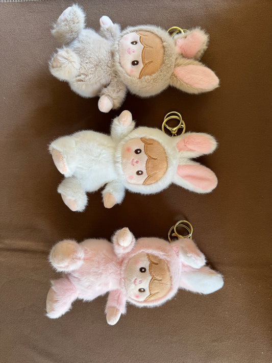 Bunny Costume Doll Bag Charms - Fluffy Plush Keychain