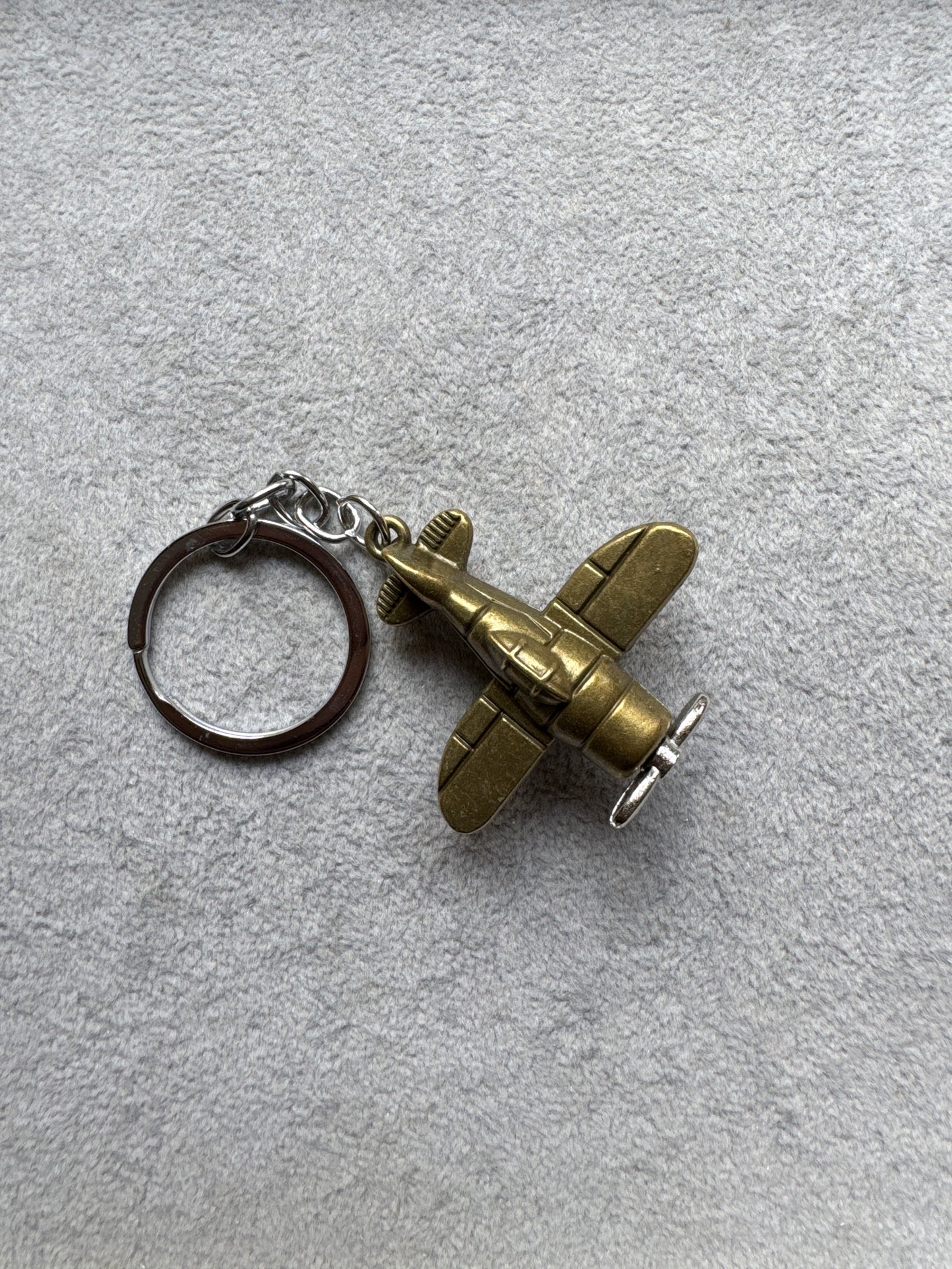 Retro Brass Airplane Keychain
