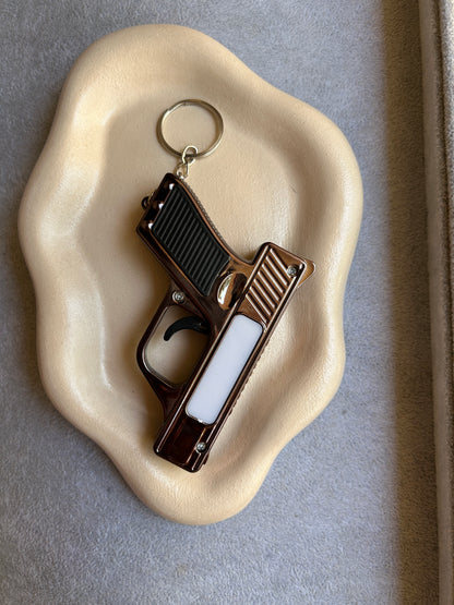 Gun Keychain with Light & Laser - Black & Gold
