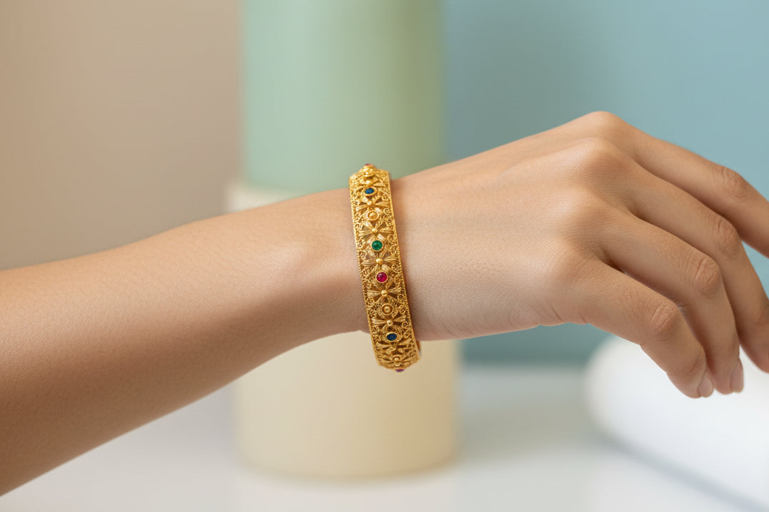 Multicolour golden bangle