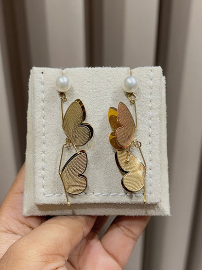 Butterfly Pearl Drop Earrings