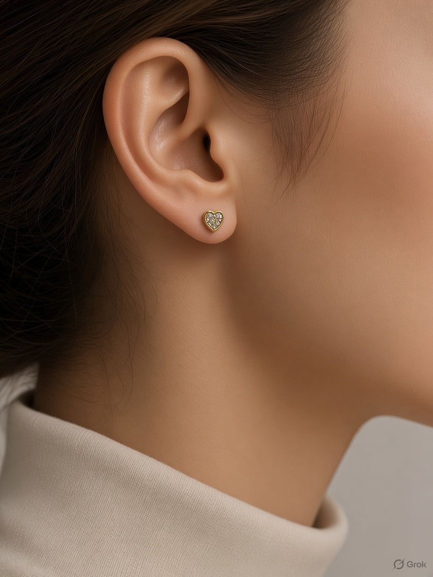 Heart Gold Stud Earrings