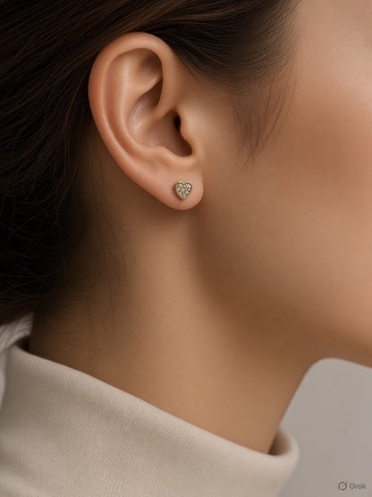 Heart Gold Stud Earrings