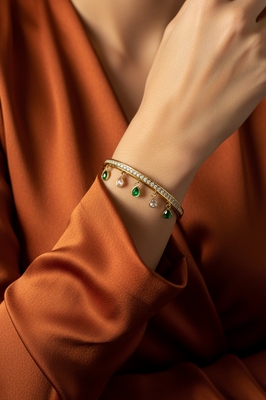Multi colour Drop charm bangle