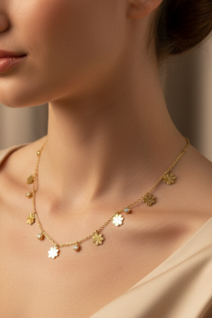 Flower charm necklace